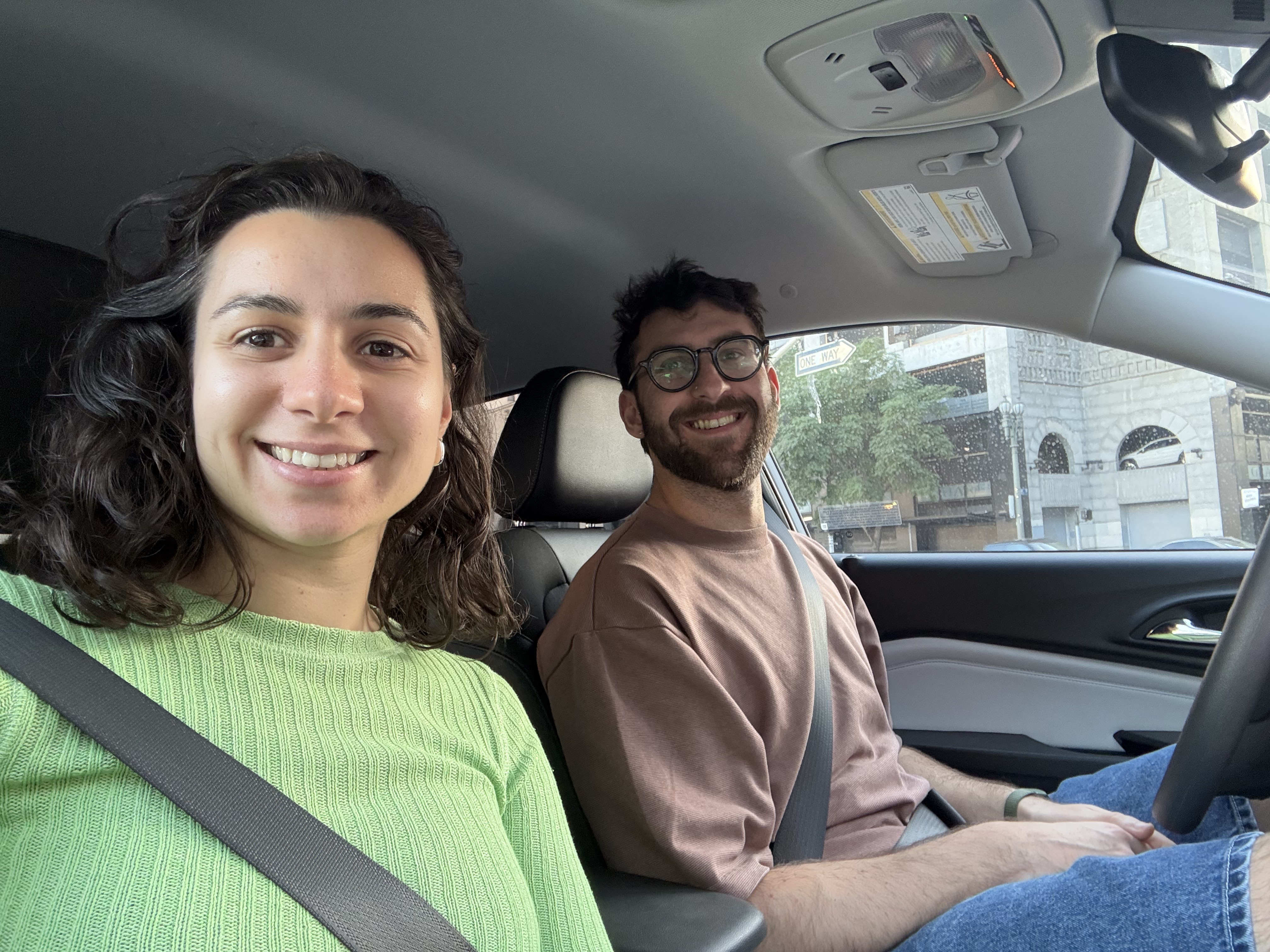 Georgia and Oli in the car