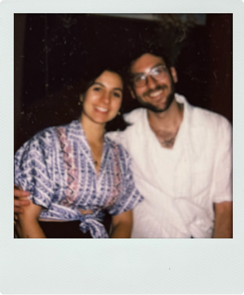 Polaroid photo of Georgia and Oli posing together